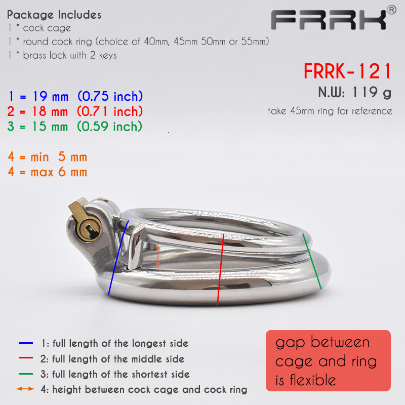Cockrings FRRK Diphallia ring cock lock male chastity cage stainless steel binding device adult restricted Sex toy 230720