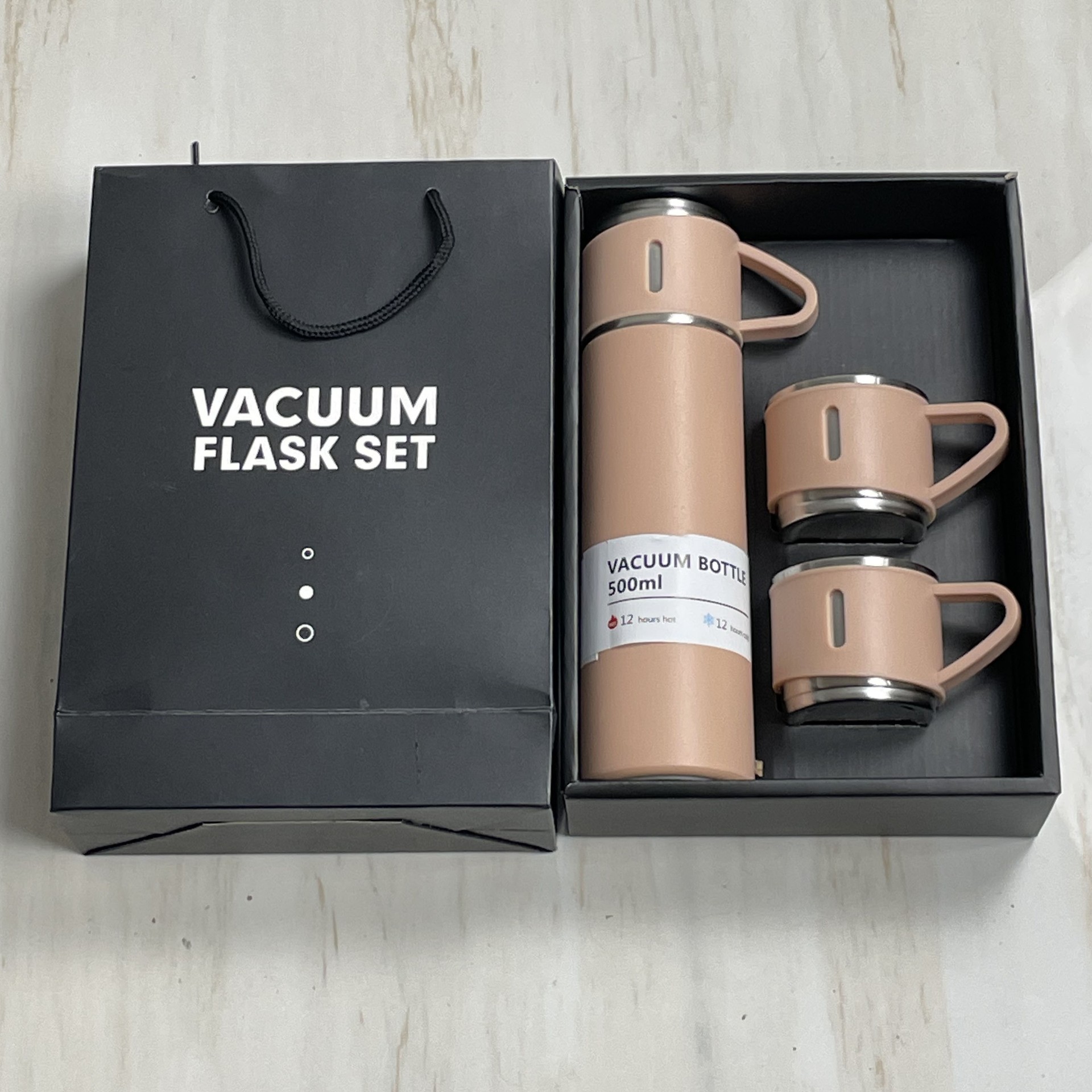 500Ml Stainless Steel Water Bottle Set With 3 Cups Vacuum Insulated Drinking Flask Best Gift For Christmas Business Gifts 5 Colors To Choose