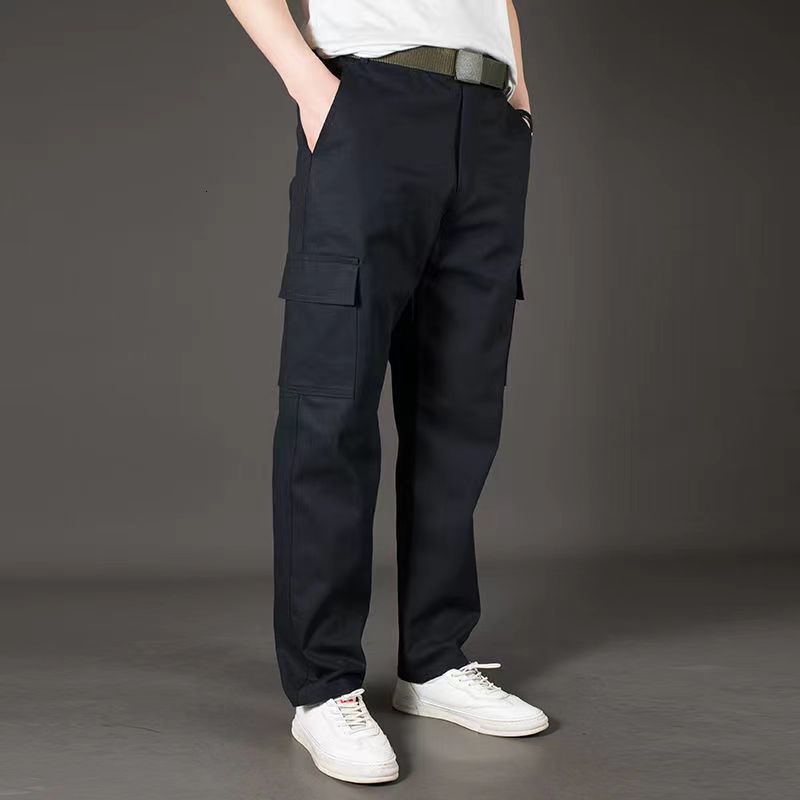 Mens Pants Spring and Autumn Loose Cargo Casual Cotton Work Clothes Multi Pocket H244 230720
