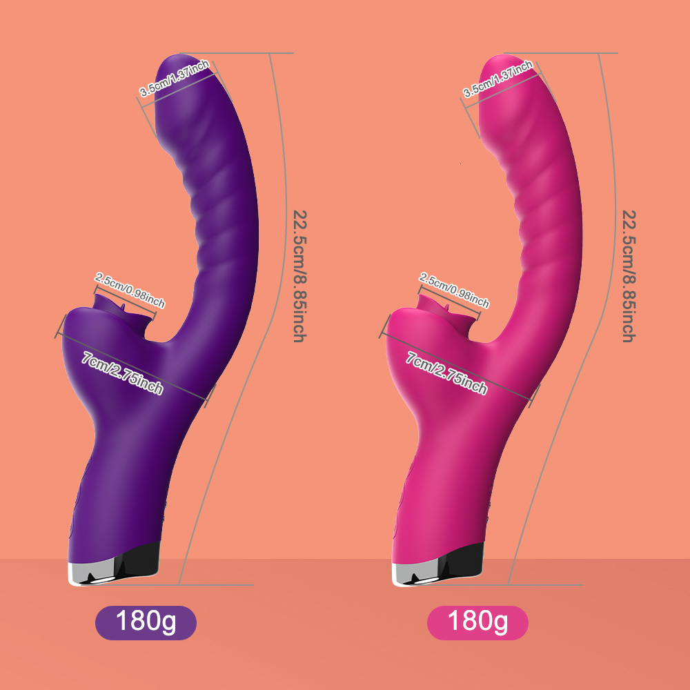 Vibrators Female vibrator 2-in-1 licker clitoral stimulator G-Spot powerful vibrating Dildo stick female clitoral sucker adult sex toy 230724