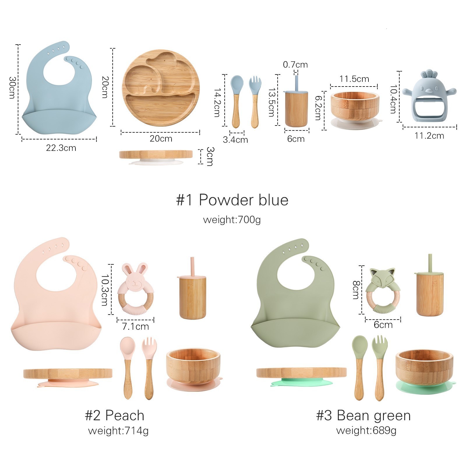 Cups Dishes Utensils 7PcsSet Children's Tableware Baby Bowl Plate Fork Spoon Cup Suction Feeding Food Bamboo Tableware With Silicone Suction Cup 