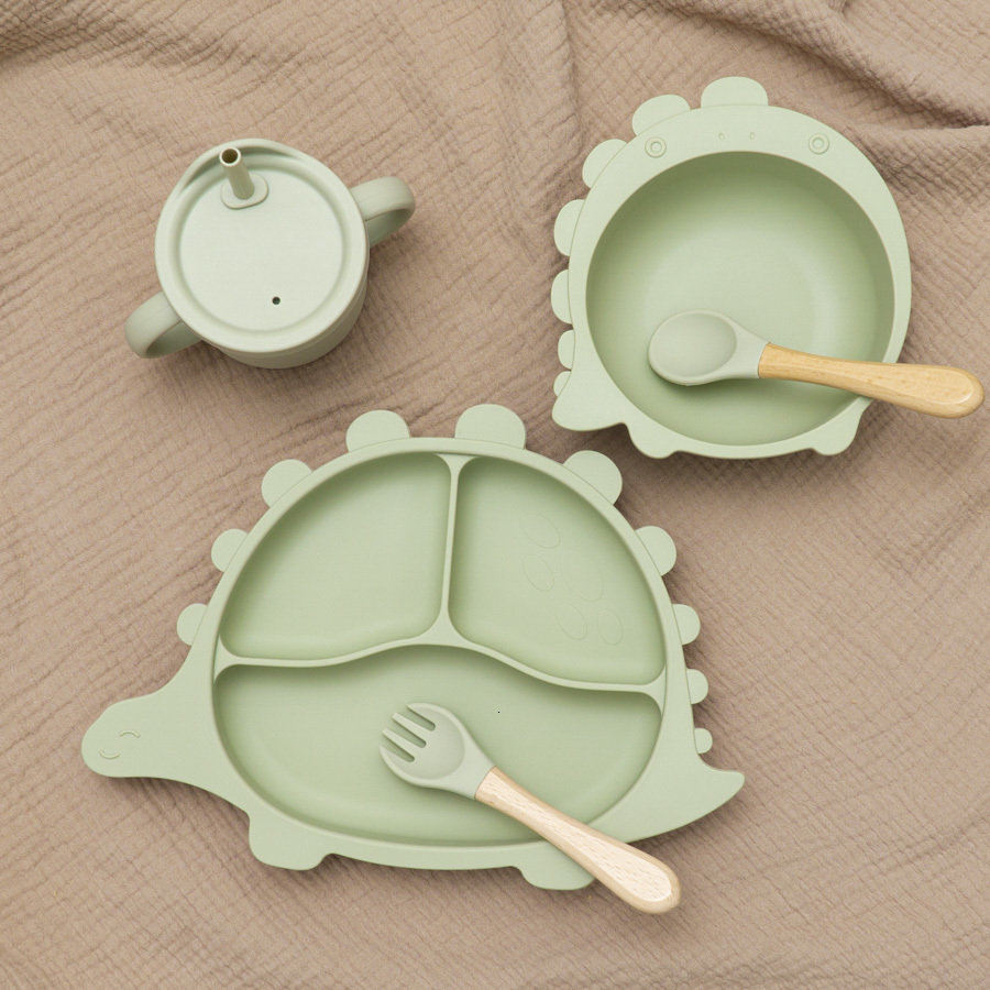 Cups Dishes Utensils BPA Free Baby Silicone Sucker Bowl Plate Children's Tableware Training Fork Spoon Portable Feeding Snack Cup Dining Applianc
