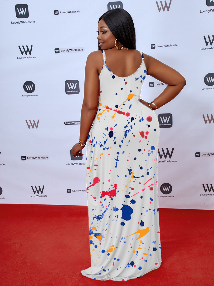 Plus size Dresses LW Plus Size Striped Print Patchwork Deep Blue Floor Length Dress Sexy Evening Maxi Dress Women Party Ladies Elegant Long Dresse 230