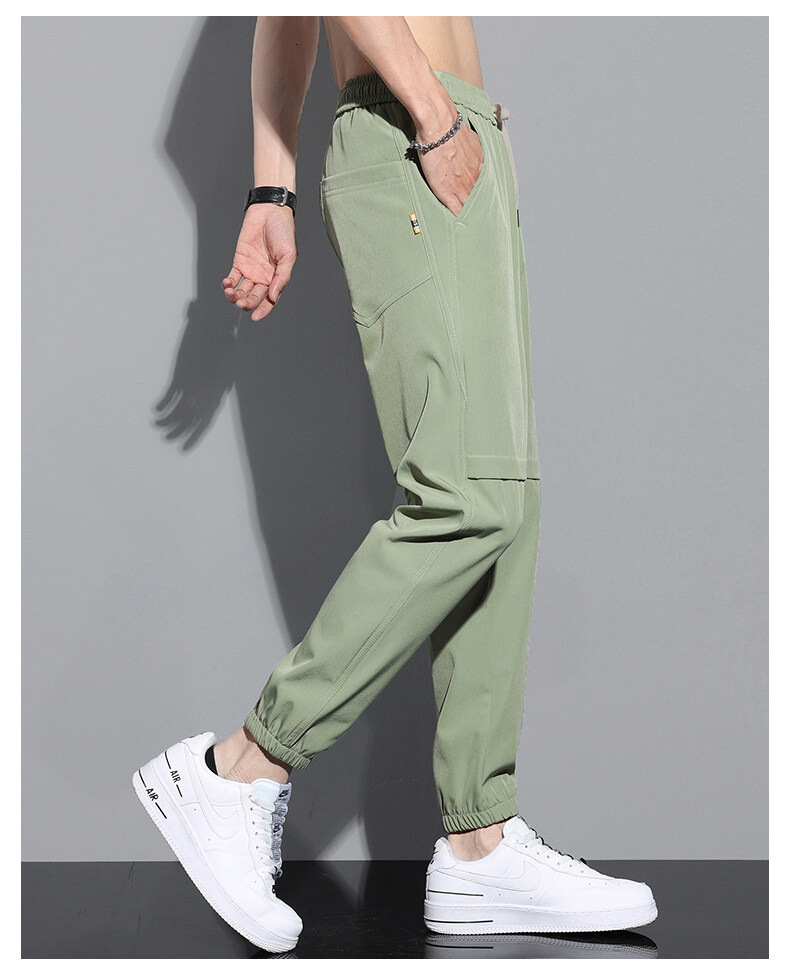 Mens Pants Summer Thin Casual Ice Silk Breathable Loose Backroom Track Fashion 230720