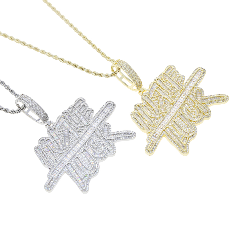 Hip Hop Iced Out Zirconia Letter Necklace for Men & Women - Gold Brass Tennis Chain, Crystal Pendant, 2024 Gift dh910320090