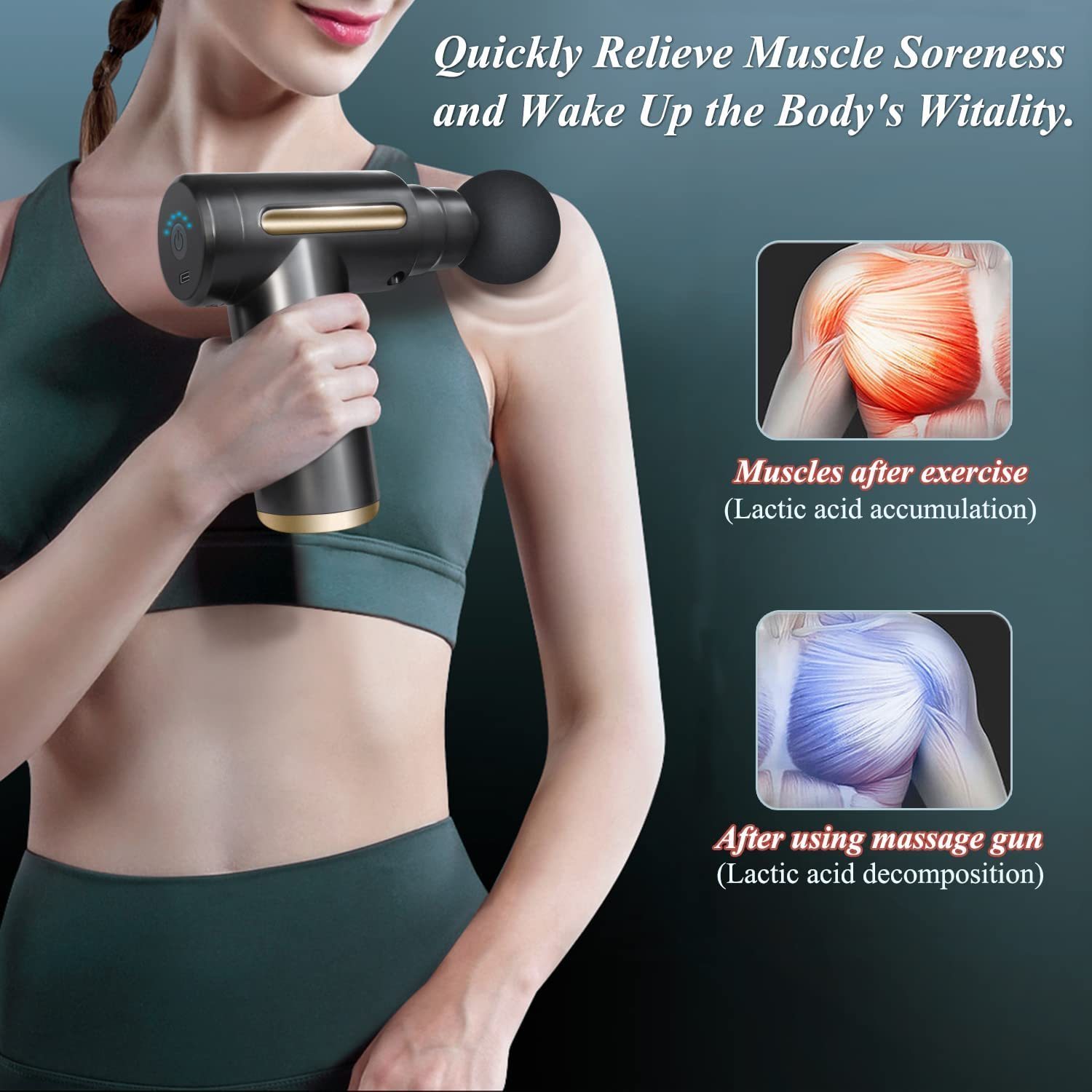 Full Body Massager Mini Massage Gun Percussion Muscle Massage Gun 6-speed 4-head Massage Gun with handbag for back muscle relief 230720