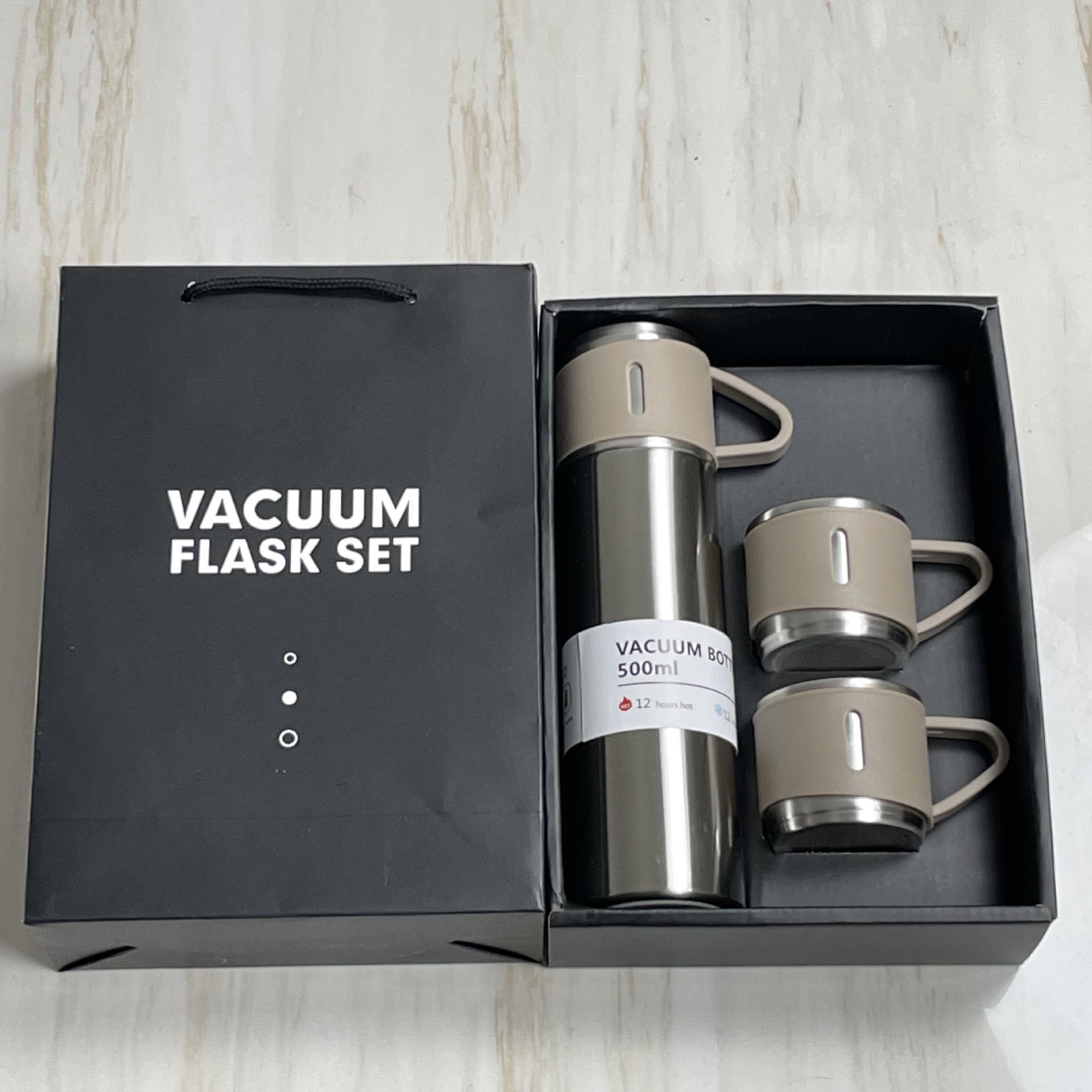 500Ml Stainless Steel Water Bottle Set With 3 Cups Vacuum Insulated Drinking Flask Best Gift For Christmas Business Gifts 5 Colors To Choose