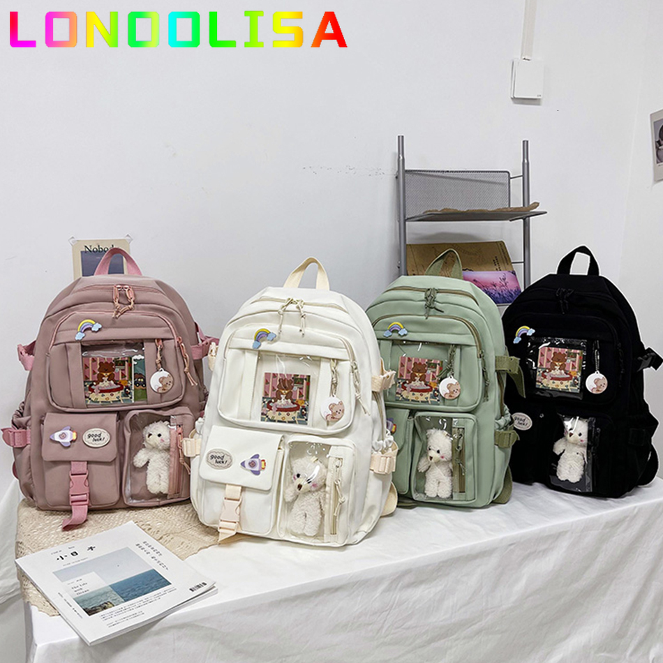 School Bags Cute Women Backpack Waterproof MultiPocket Nylon Bagpacks for Student Female Girls Kawaii Laptop Book Pack Mochilas 230720