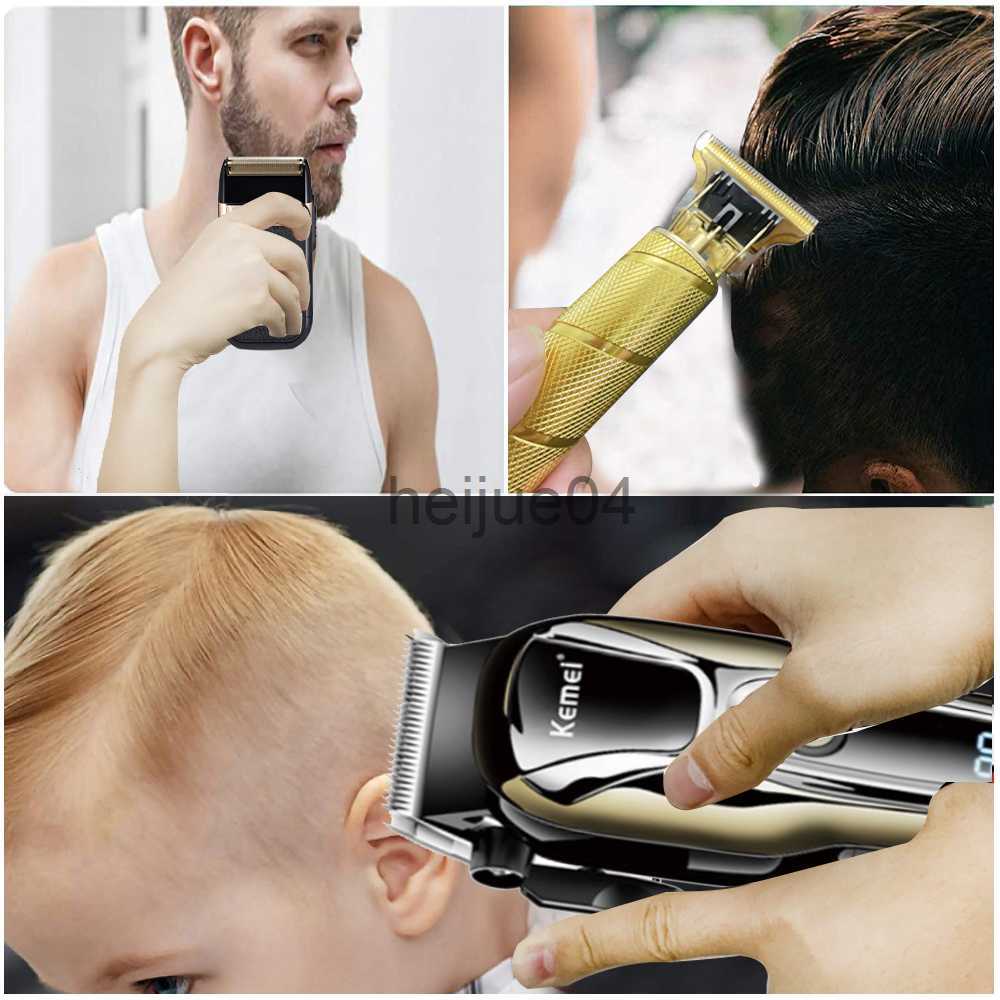 Clippers Trimmers Kemei Hair Clipper Set Electric Hair Trimmer Cordless Shaver Trimmer 0mm Men Barber Hair Cutting hine for Men Rechargeable x0728