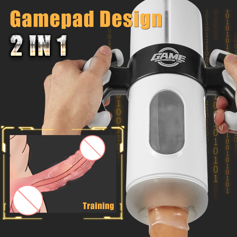 Masturbators 2-in-1 hand-held automatic male masturbator telescopic vibrator vaginal masturbation device Sex toy 230720
