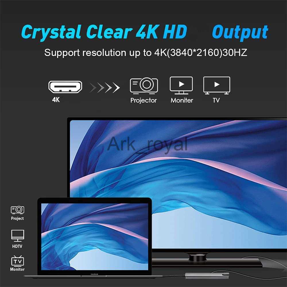 Expansion Boards Accessories USB 30 Hub For Laptop Adapter PC Computer PD Charge Dock Station RJ45 HDMIcompatible TFSD Card Notebook TypeC Splitter J2