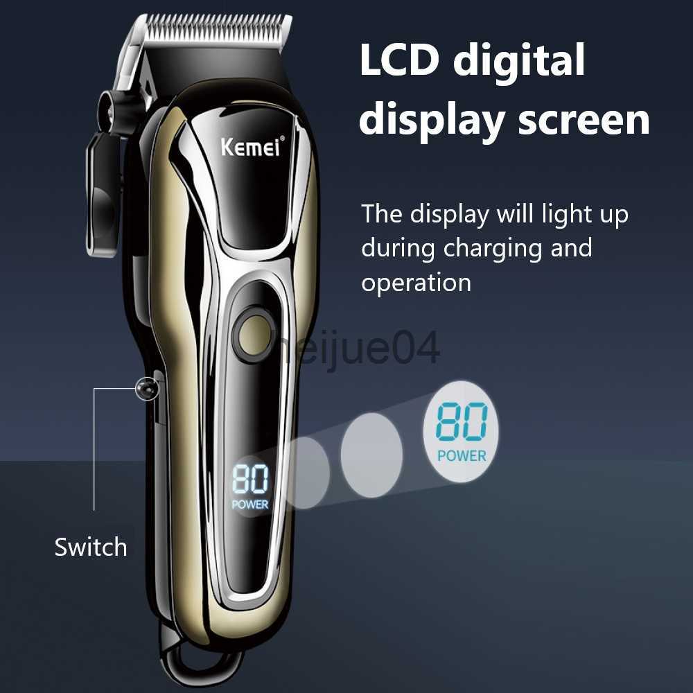 Clippers Trimmers Kemei Hair Clipper Set Electric Hair Trimmer Cordless Shaver Trimmer 0mm Men Barber Hair Cutting hine for Men Rechargeable x0728
