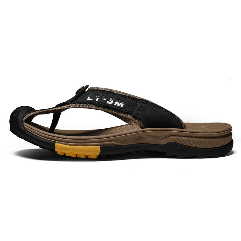 Cow Leather Men Sandals Mens Flip ps Men's Casual Shoes Classic Massage Beach Slippers Anti-slip Summer 230720