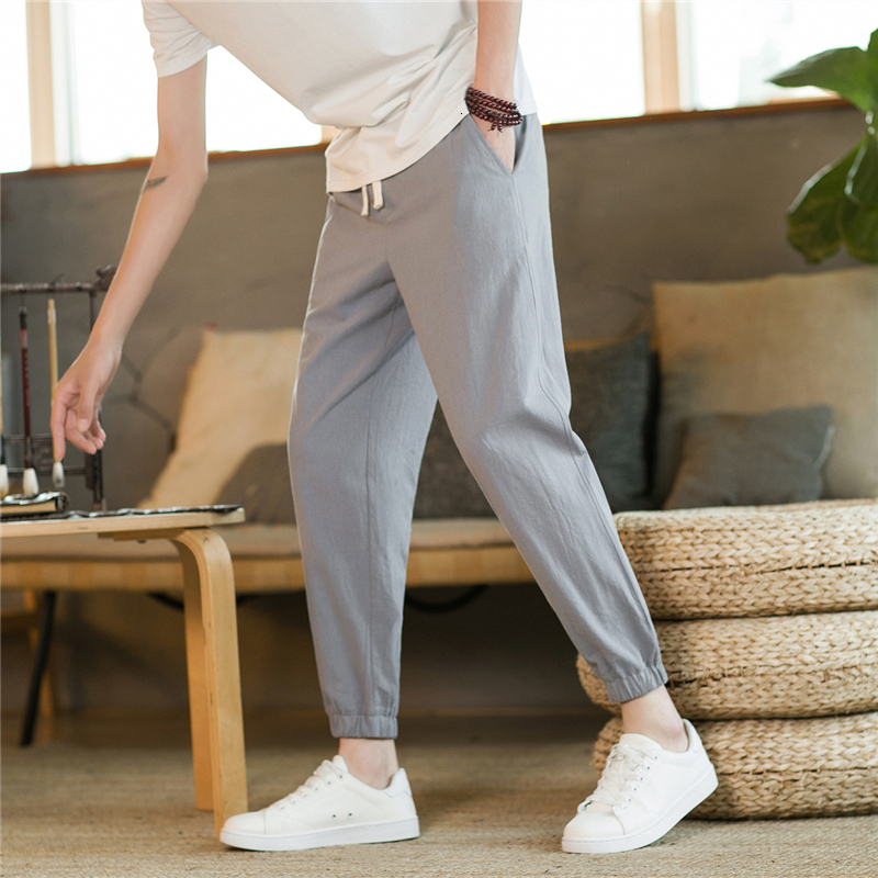 Mens Pants Spring and summer linen long legs thin breathable cut pants casual mens ice silk cotton sports chubby 230720