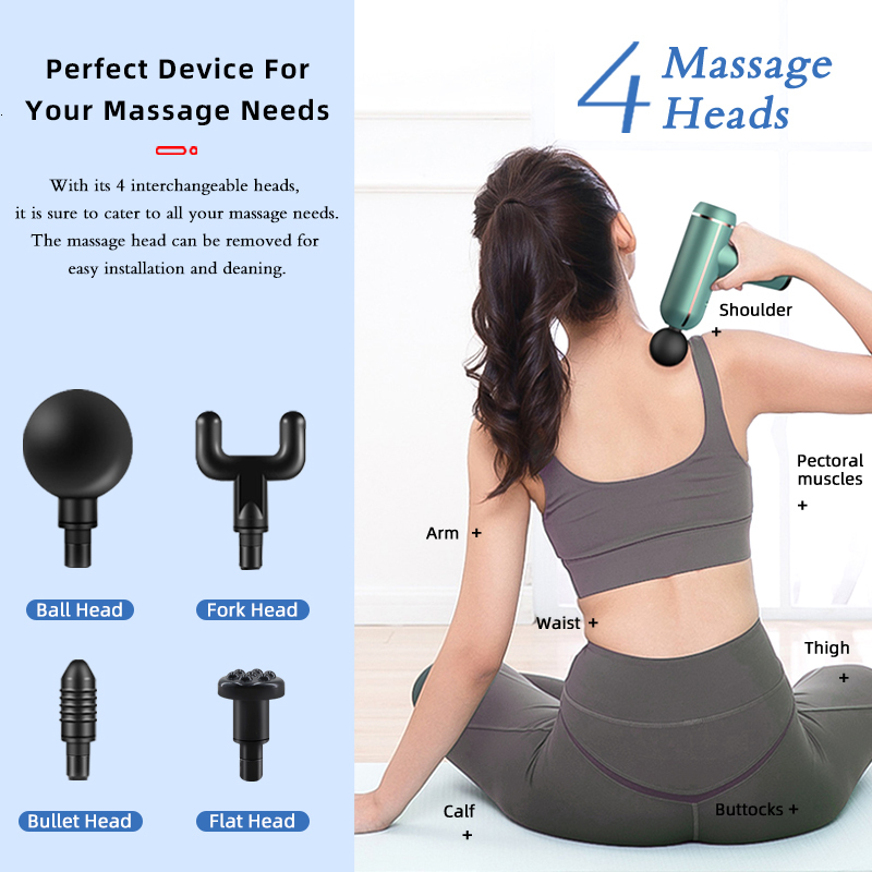 Full Body Massager Portable Massage Gun Percussion Handgun Massager for Deep Neck Pain Treatment Vibration Massage Relaxation Pain Relief Fitness 2307