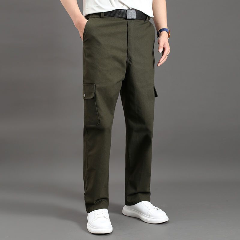 Mens Pants Spring and Autumn Loose Cargo Casual Cotton Work Clothes Multi Pocket H244 230720