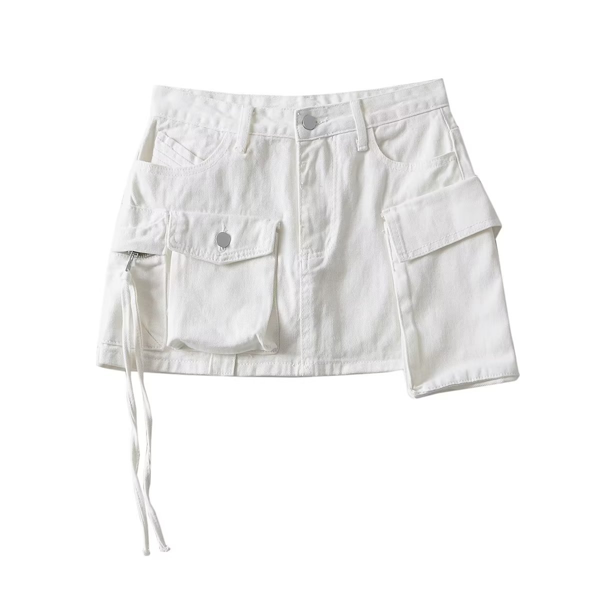 Skirts Summer Denim Skirt With Design Flap Pockets Cargo Mini Skirt