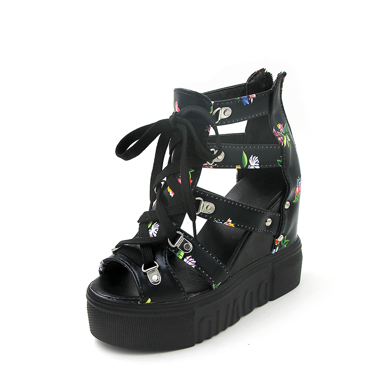 Sandals INS Print Leisure Wedges Womens Shoes Summer Women Platform Shoelaces High Heels Casual Woman 230720