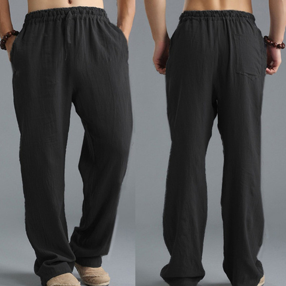Mens Pants Summer Casual Cotton Linen Loose Drawstring Yoga Trousers Clothing Pantalones De Hombre 230720