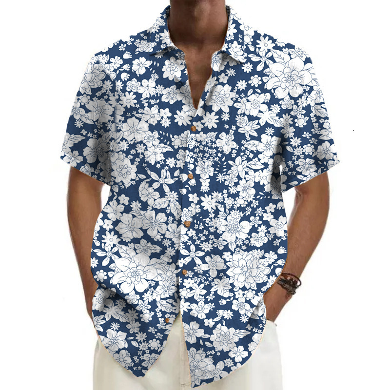 Mens Casual Shirts Hawaiian mens 3D floral print shirt summer fashion short sleeved Tshirt top casual pattern oversized clothing 230720