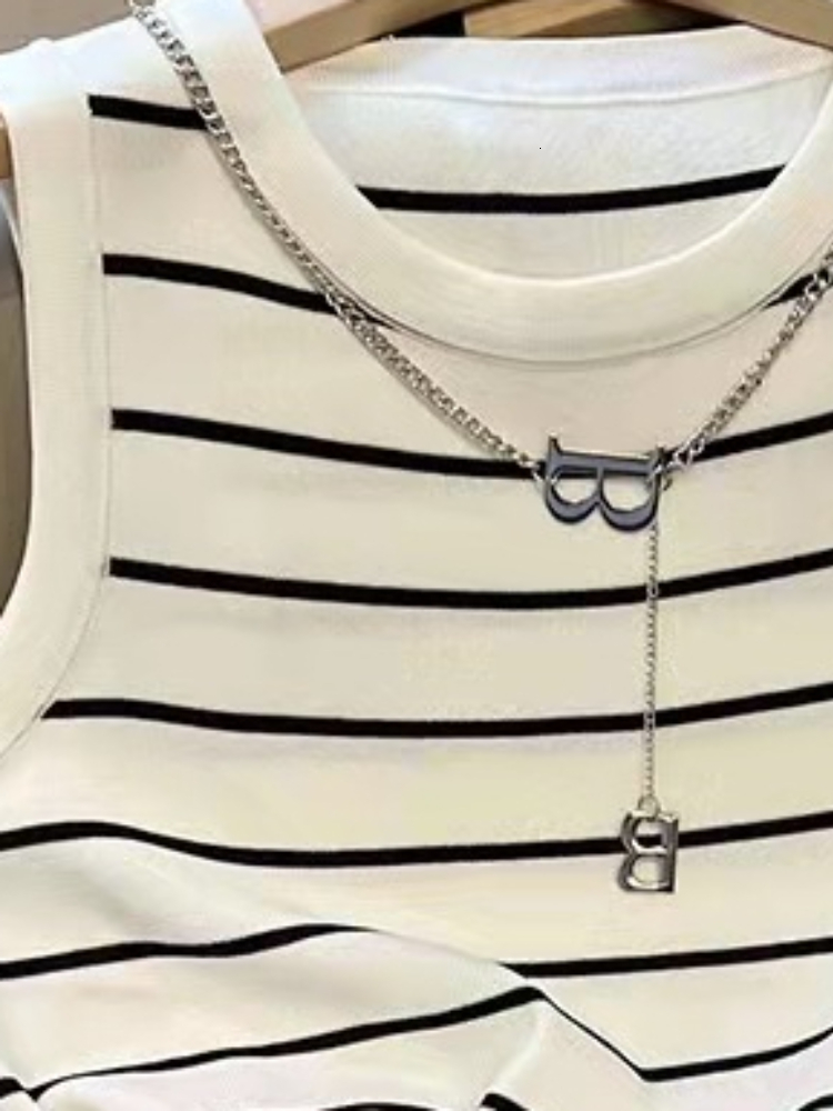 Women's Tanks Camis Spring Summer Striped Knitted Sleeveless Top High Waist Navel Short Vest Tshirt Tops Tank for Women White Corset 230720