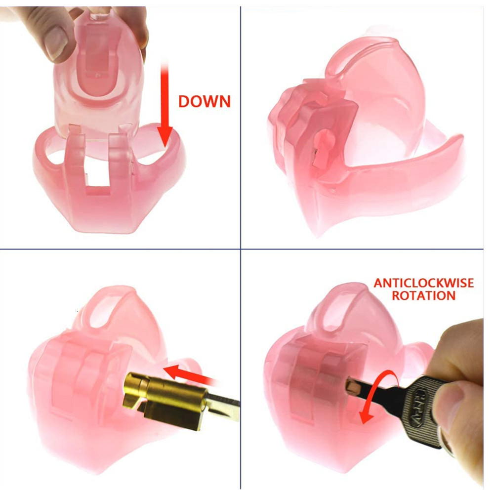 Cockrings Pink resin HT V4 male chastity device with 4 Cock ring plastic rooster cage penis bound fetishism chastity and sex toys 230720