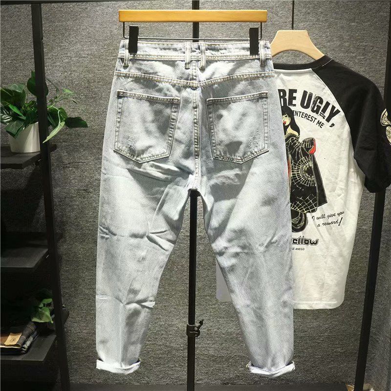 Men's Pants Ripped Jeans for Men Vintage Clothes Patch Hole Beggar Pants Jean Baggy Light Color 90s Streetwear Vintage Trousers 230720