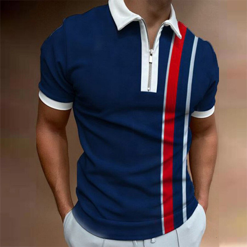 Men's Polos Summer Casual Man Short Sleeved Polo Shirts with Zip Dry Fit Top Quality Men's Clothing Golf Lapel TShirt Fashion Streetwear 230