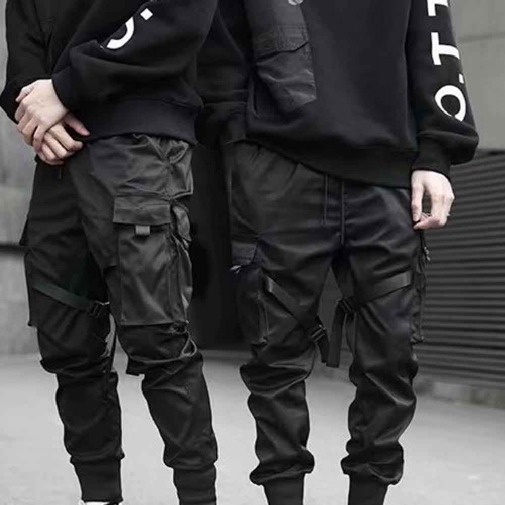 Men's Jeans Spring Autumn Pants Trousers Solid Color Multi Pockets Slim Ankle Tied Mid Rise Cargo Fashion 230720