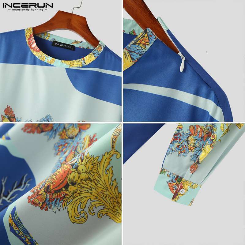Men's Tracksuits Men Sets Printing Streetwear Fashion Oneck Long Sleeve T Shirts Pants 2PCS Ethnic Style Men Casual Suits S5XL INCERUN 230720