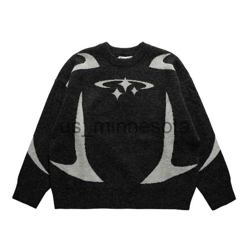 Men's Sweaters Men's Vintage Knitwear Y2K Stars Graphic Sweaters Winter Harajuku Oversized Pullover Sweater Unisex Aesthetic Clothes For Tee