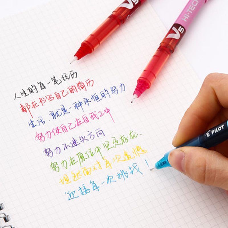 Gel Pens 6/12pcs Japan Pilot V5 Hi Tecpoint Straight Liquid Roller Pen Large Capacity Quick-drying Ink 0.5mm Needle Tip Black Red Blue 230721