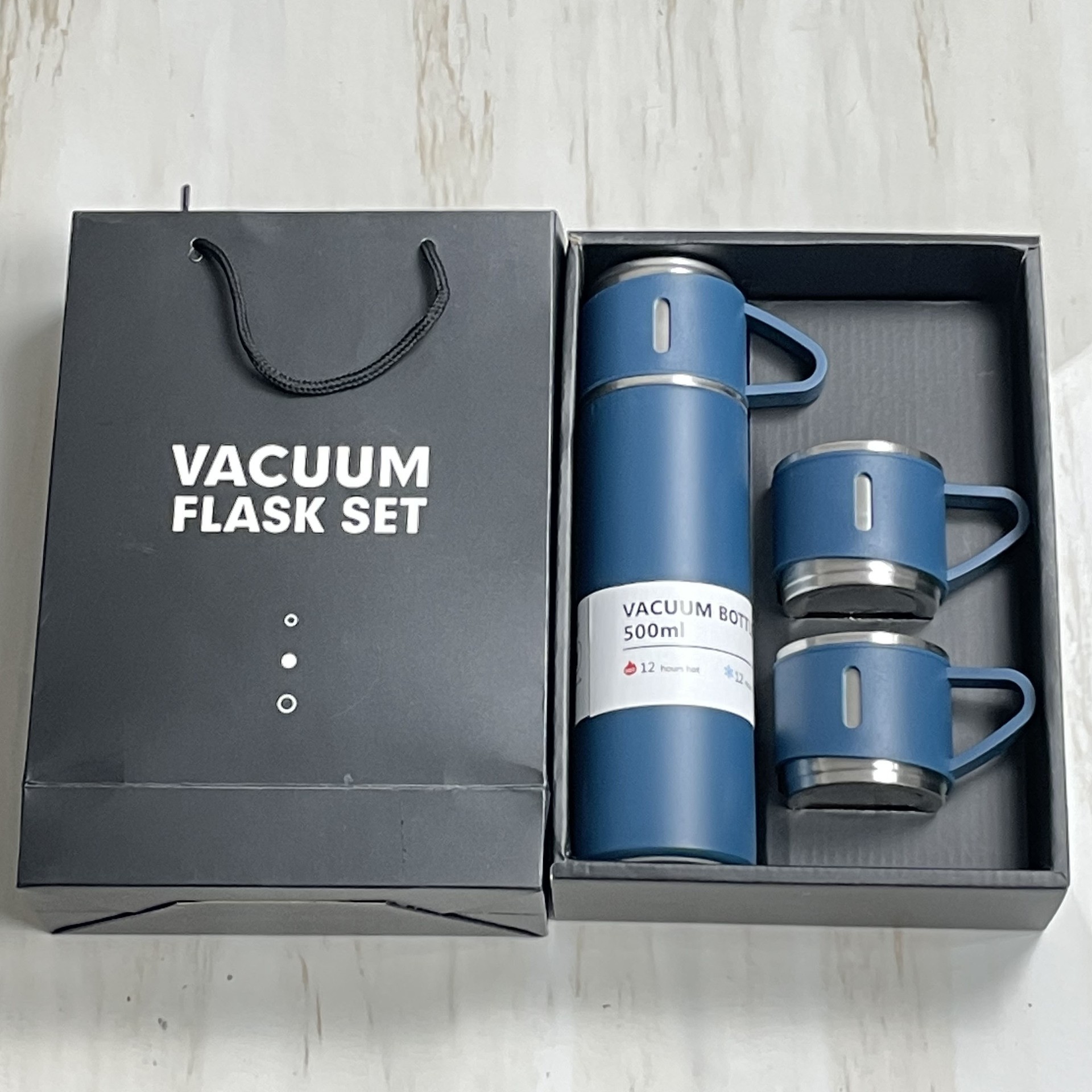 500Ml Stainless Steel Water Bottle Set With 3 Cups Vacuum Insulated Drinking Flask Best Gift For Christmas Business Gifts 5 Colors To Choose