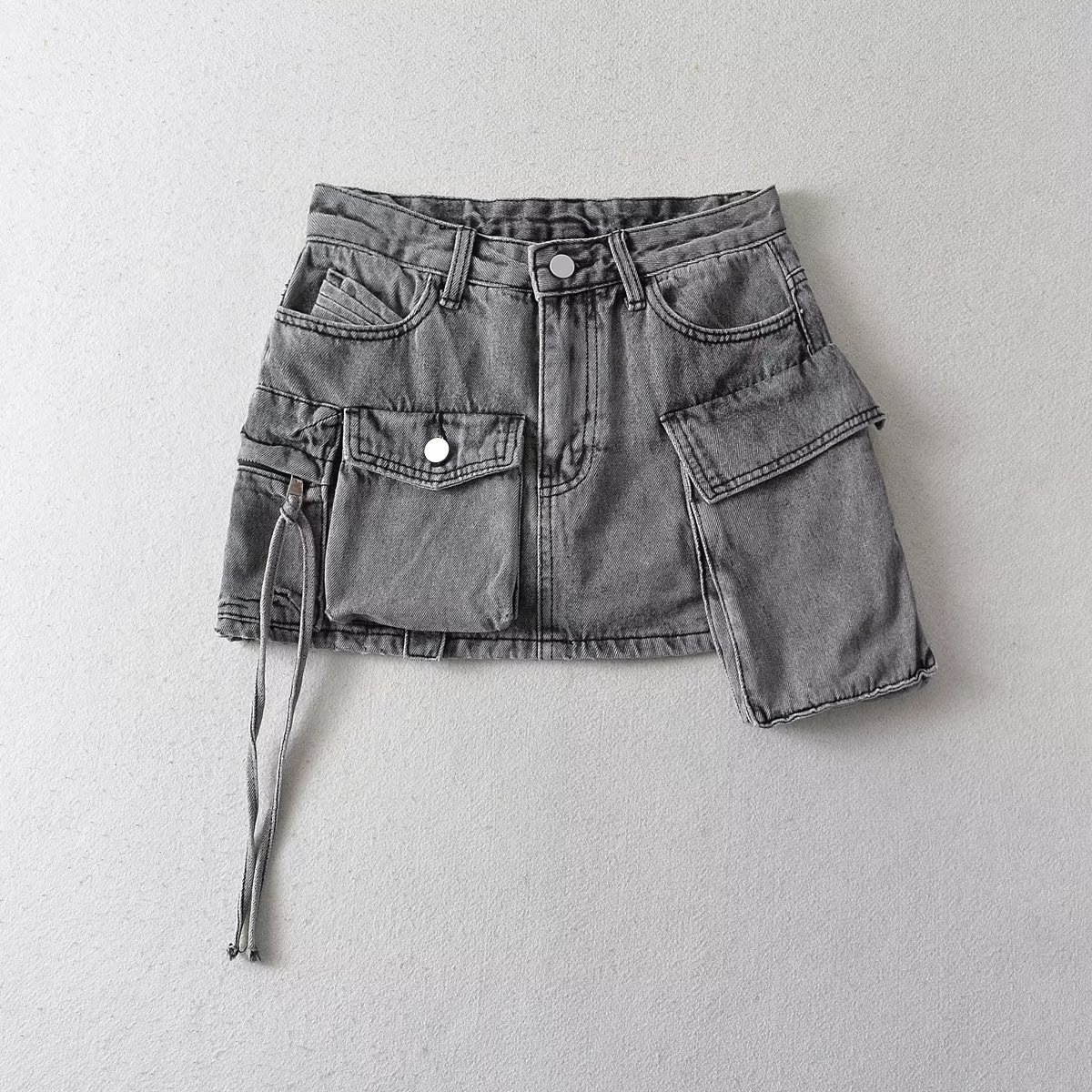 Skirts Summer Denim Skirt With Design Flap Pockets Cargo Mini Skirt
