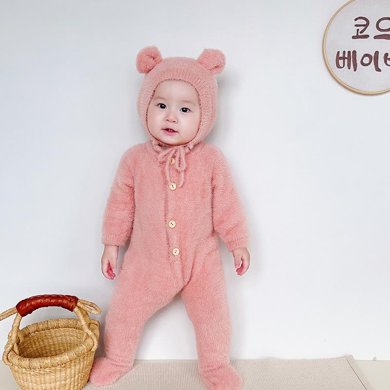 Rompers 0-3T born Kid Baby Boys Girls Winter Clothes Warm Baby Romper with Hat Cute Sweet Jumpsuit Cute Sweet Lovely Baby Outfit 230720