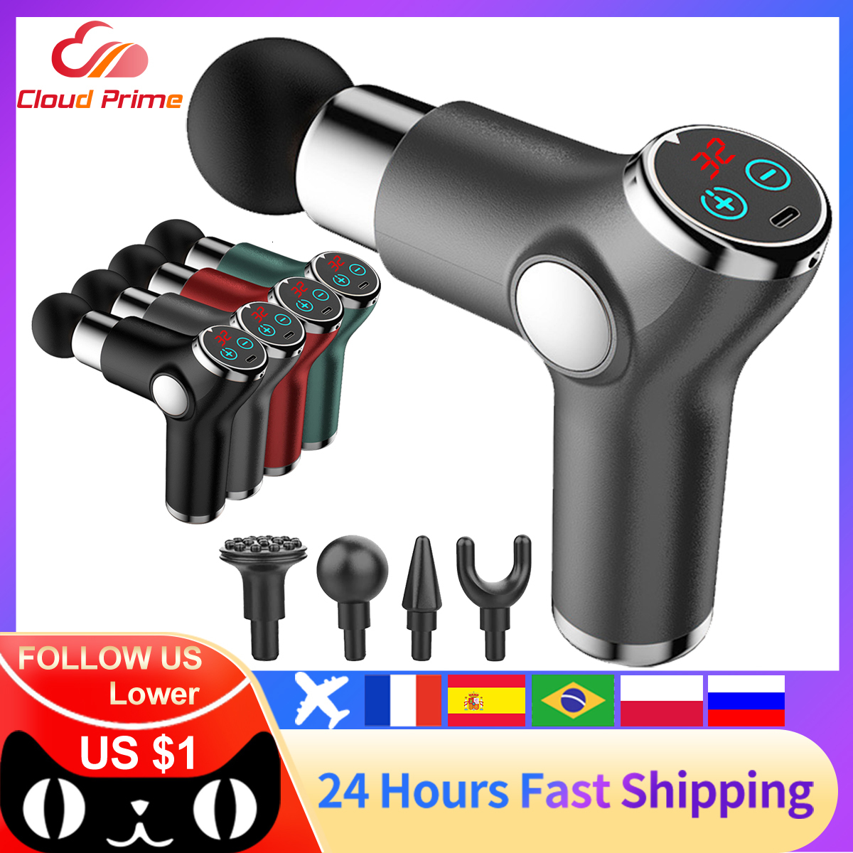 Full Body Massager Massage Gun Deep Tissue Sensing Mini LCD 32 Speed Muscle Massager Relieve Body Pain Relax Fitness 230720