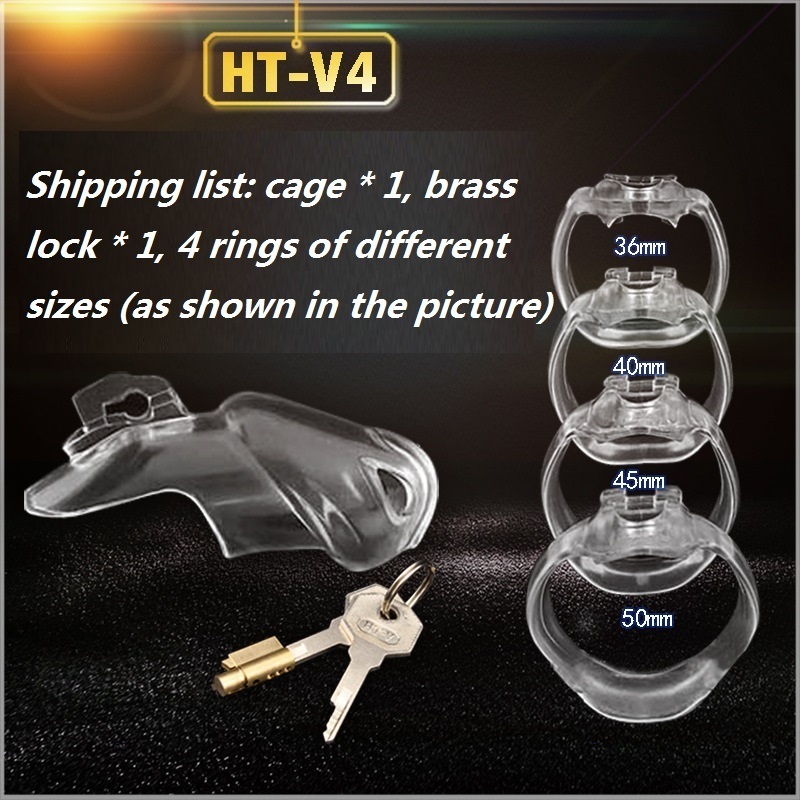 Cockrings Pink resin HT V4 male chastity device with 4 Cock ring plastic rooster cage penis bound fetishism chastity and sex toys 230720