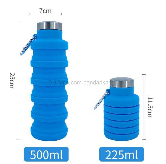 Portable Foldable Water Bottles 550ml Silicone Folding Cup Collapsable Travel hiking camping cycling Drinking glass Cups Z260202