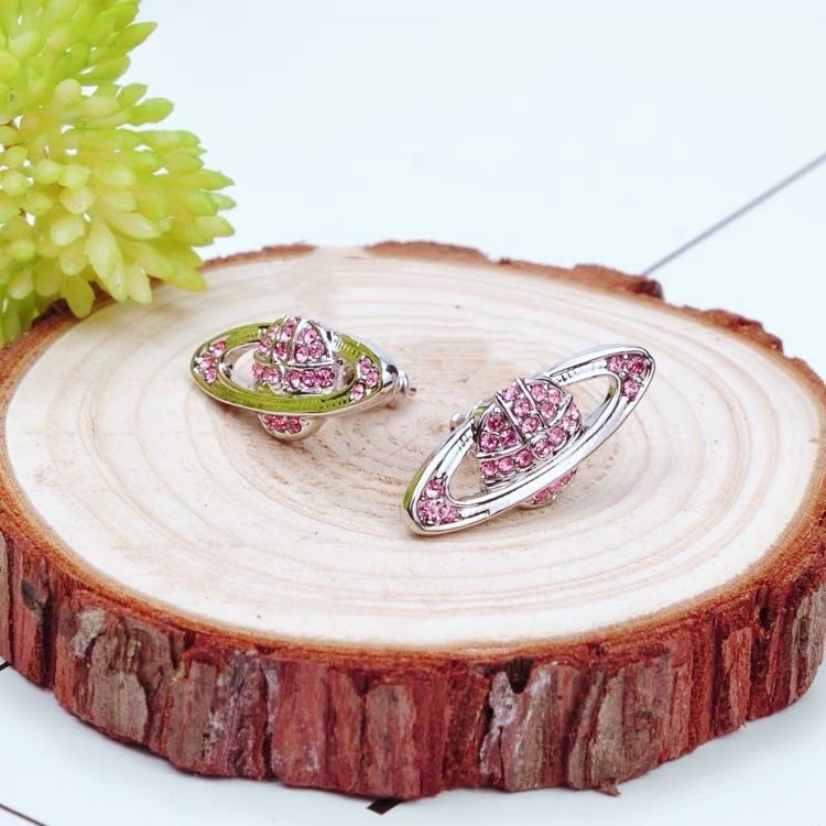 2023 New Fashion brand have stamps diamond stud earrings classic saturn Earrings punk jewelry for woman man lover gift with box