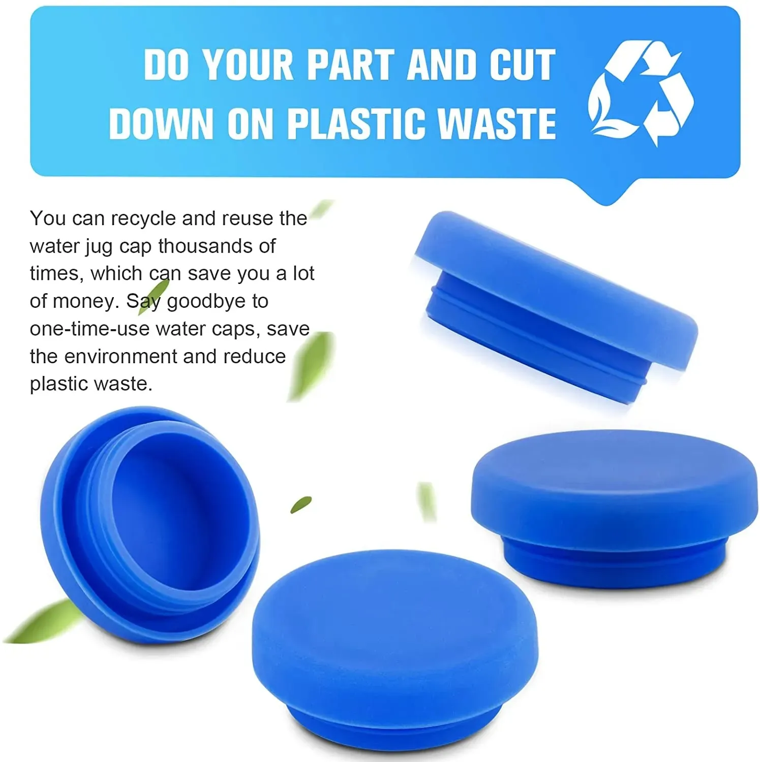 UPS 5 Gallon Water Jug Drinkware Lid Cap Silicone Spill Resistant Reusable Replacement Cap Fits 55mm Bottles 7.22