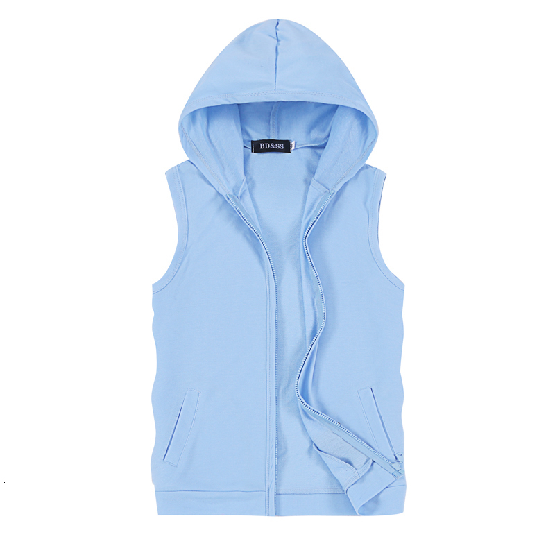 Men's Jackets Men's Sleeveless Hooded Jacket Zipper Control White Blue Grey This Coat Is Perfect for Spring Summer Fall 5xl 230721