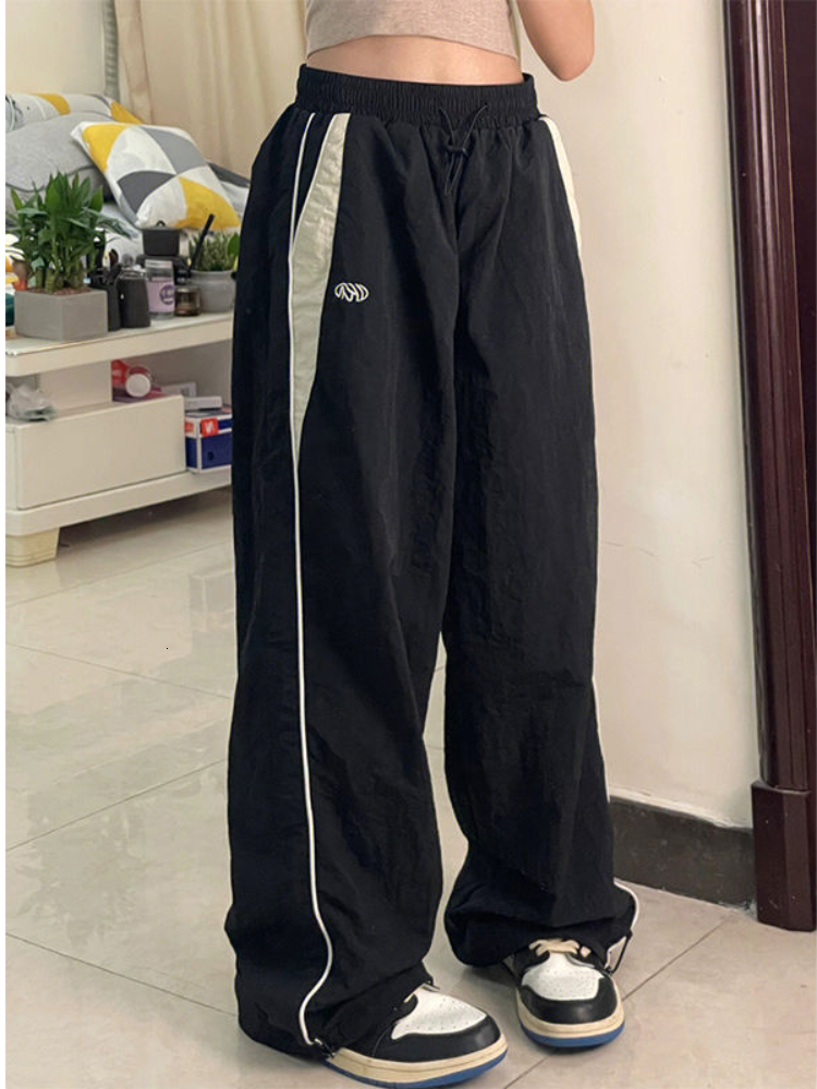 Women's Pants Capris HOUZHOU Casual Baggy Pants Women Vintage Oversized Hip Hop Joggers Harajuku Streetwear BF Female Sweatpants Wide Leg Trouser