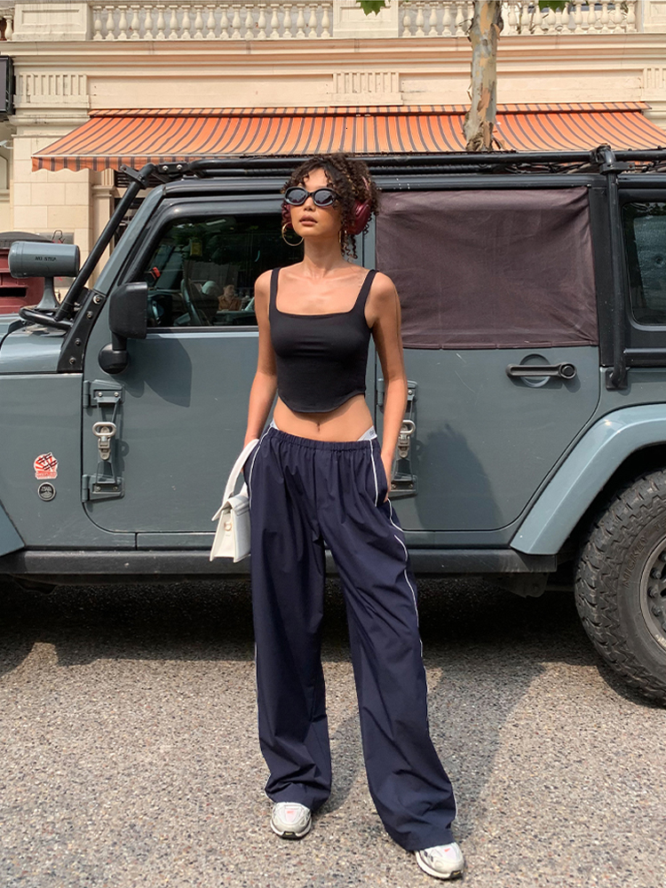 Women's Pants Capris Women Side Stripes Jogger With Drawstring Cuffs 230721