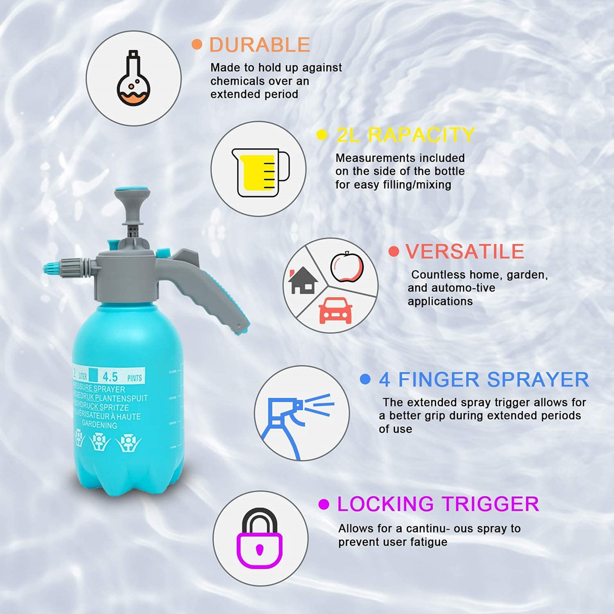 Watering Equipments 2Piece Hand Pressure Water Sprayer Trigger Air Pump Garden Disinfection Sprayers Spray Bottle Car Cleaning Can 230721