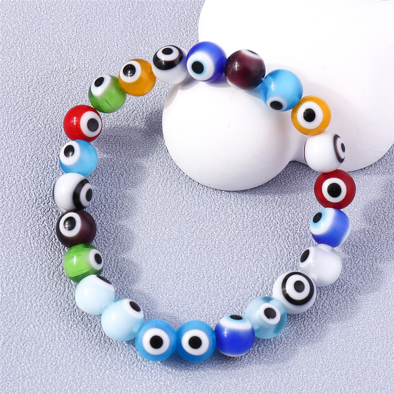 Turkish Lucky Blue Eye Bracelet for Women Men Handmade 8mm Evil Eye Charm Beads Bracelet Bangles Jewelry