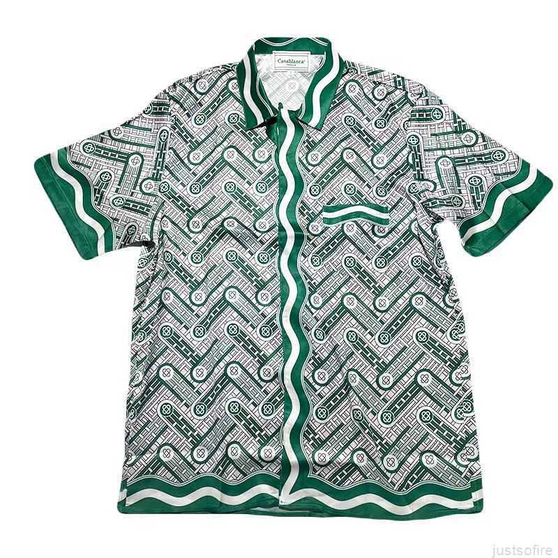 

Casa Designer Fashion Clothing Shirts Tracksuits High Quality Casablanca Green Pineapple Bullet Screen Black White Gradient Male Female Hawaiian Short Sleeve Shi, Shipping fee