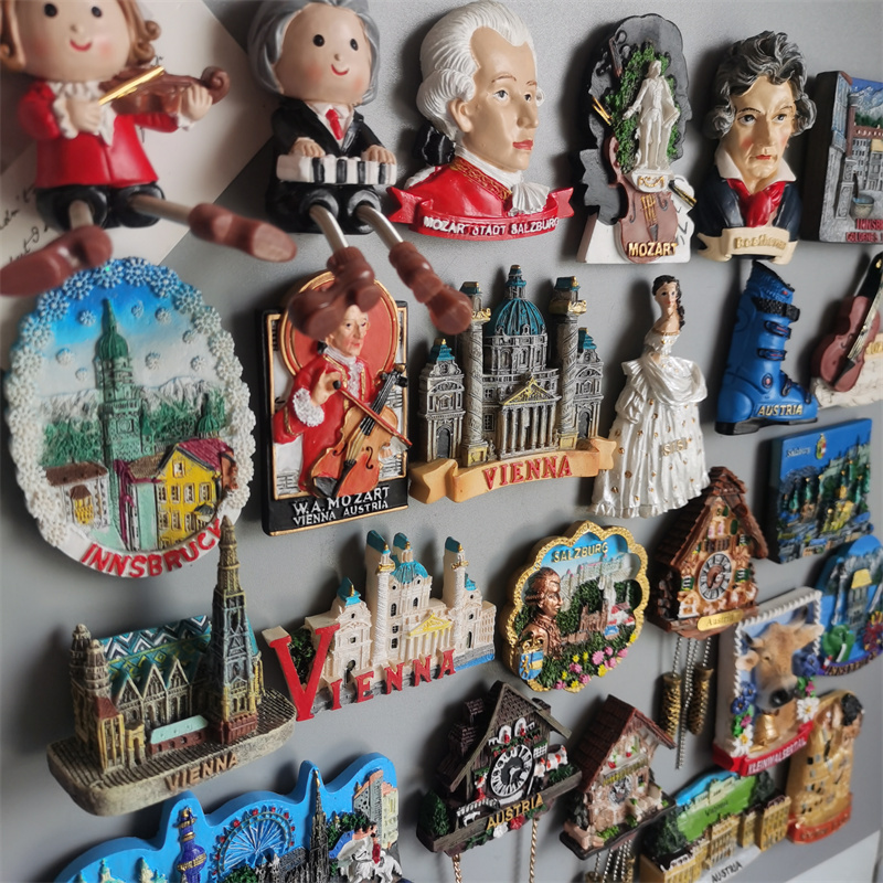 Fridge Magnets Austria Vienna Salzburg Innsbruck ISCHGL Tourist Souvenir Musician Mozart Beethoven Magnet Refrigerator Sticker Cuckoo Clock 230721