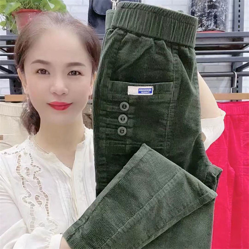 Women's Pants Capris Women's Autumn Winter Corduroy Casual Pants Ladies High Waist Thin Harem Trousers Fashion All-Match Pencil Pants Female