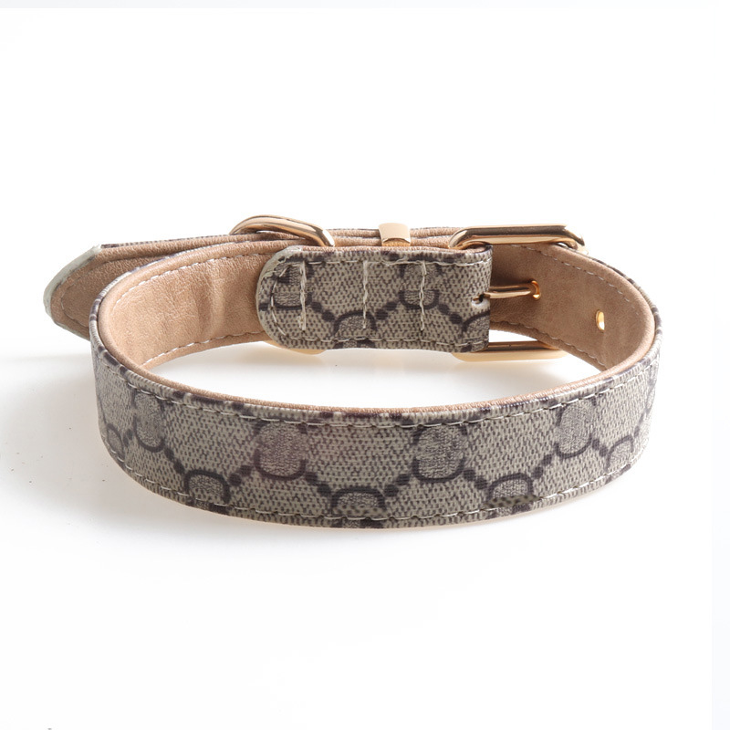 mvp123mvp Stylish Street Style Dog Classic Printed Pet Indoor Outdoor Durable Schnauzer French Bulldog Collar Leash Set