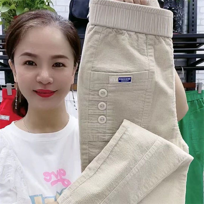 Women's Pants Capris Women's Autumn Winter Corduroy Casual Pants Ladies High Waist Thin Harem Trousers Fashion All-Match Pencil Pants Female